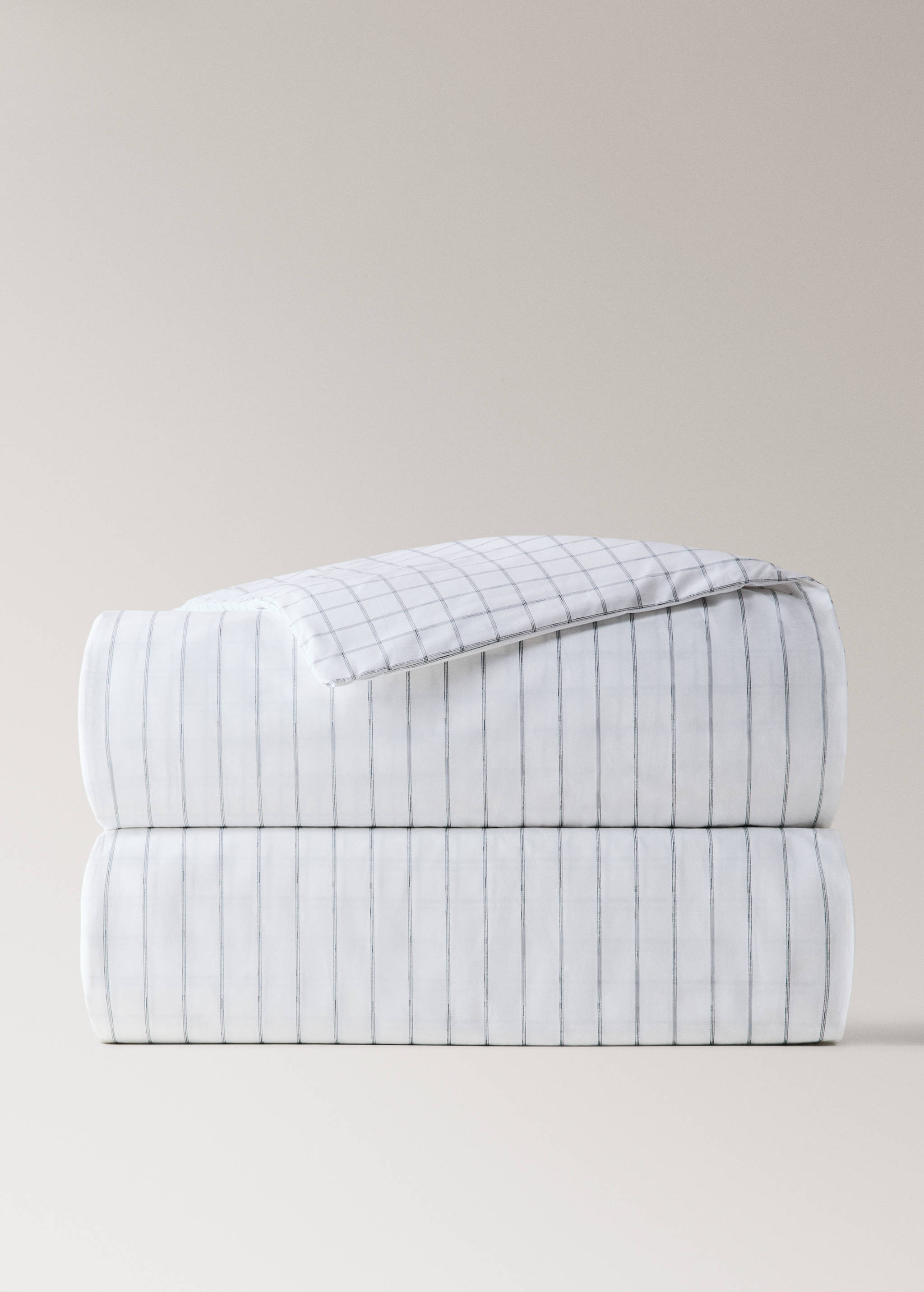 Checked and striped reversible duvet cover for 180/200-cm bed - Article without model