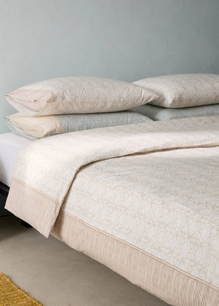 Floral border cotton duvet cover for 90 cm single bed — Ochre