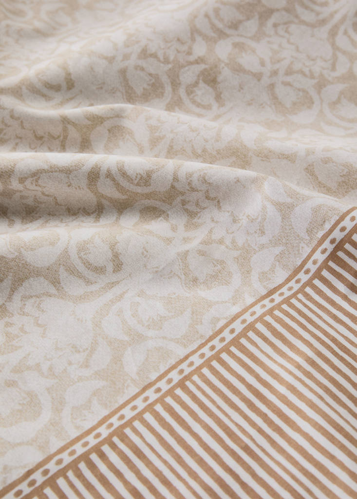 Floral border cotton duvet cover for 90 cm single bed — Ochre