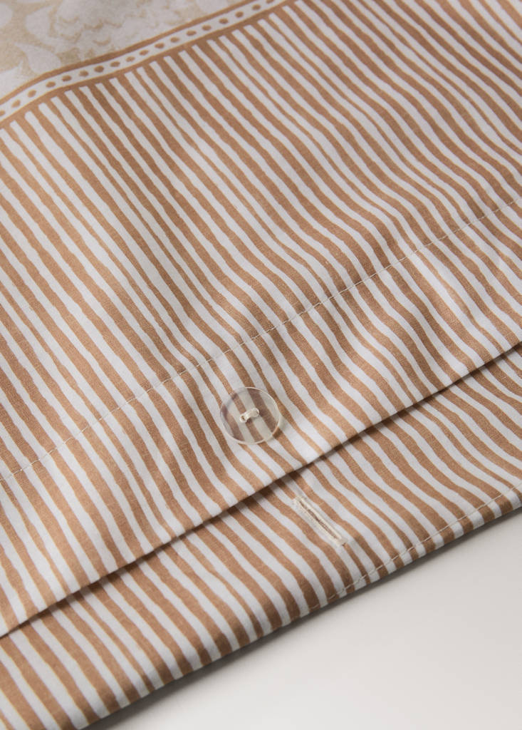 Floral border cotton duvet cover for 90 cm single bed — Ochre
