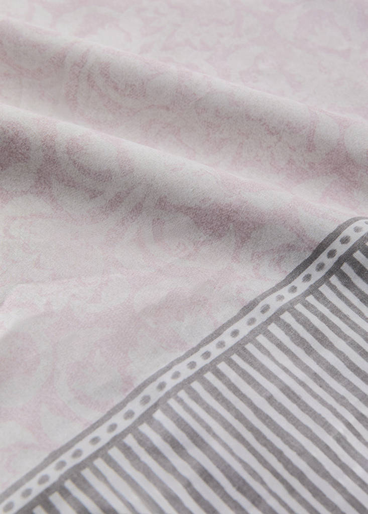 Floral border cotton duvet cover for 90 cm single bed — Pastel Pink