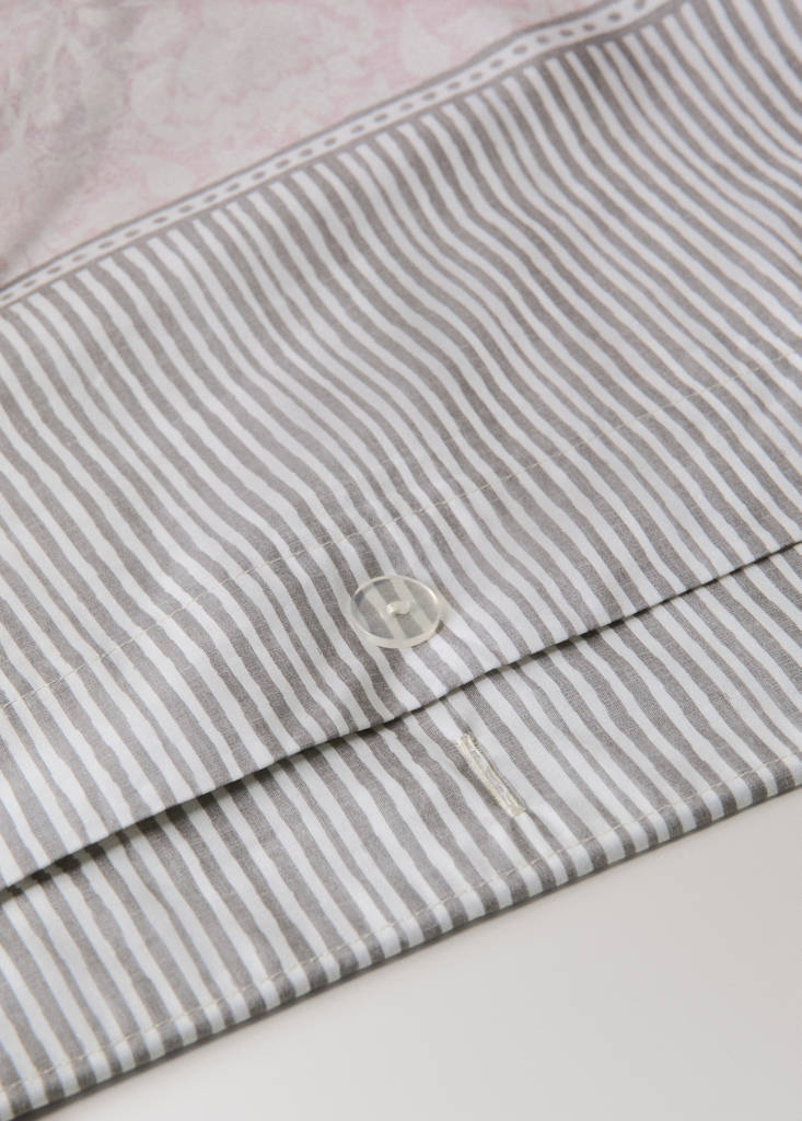 Floral border cotton duvet cover for 90 cm single bed — Pastel Pink