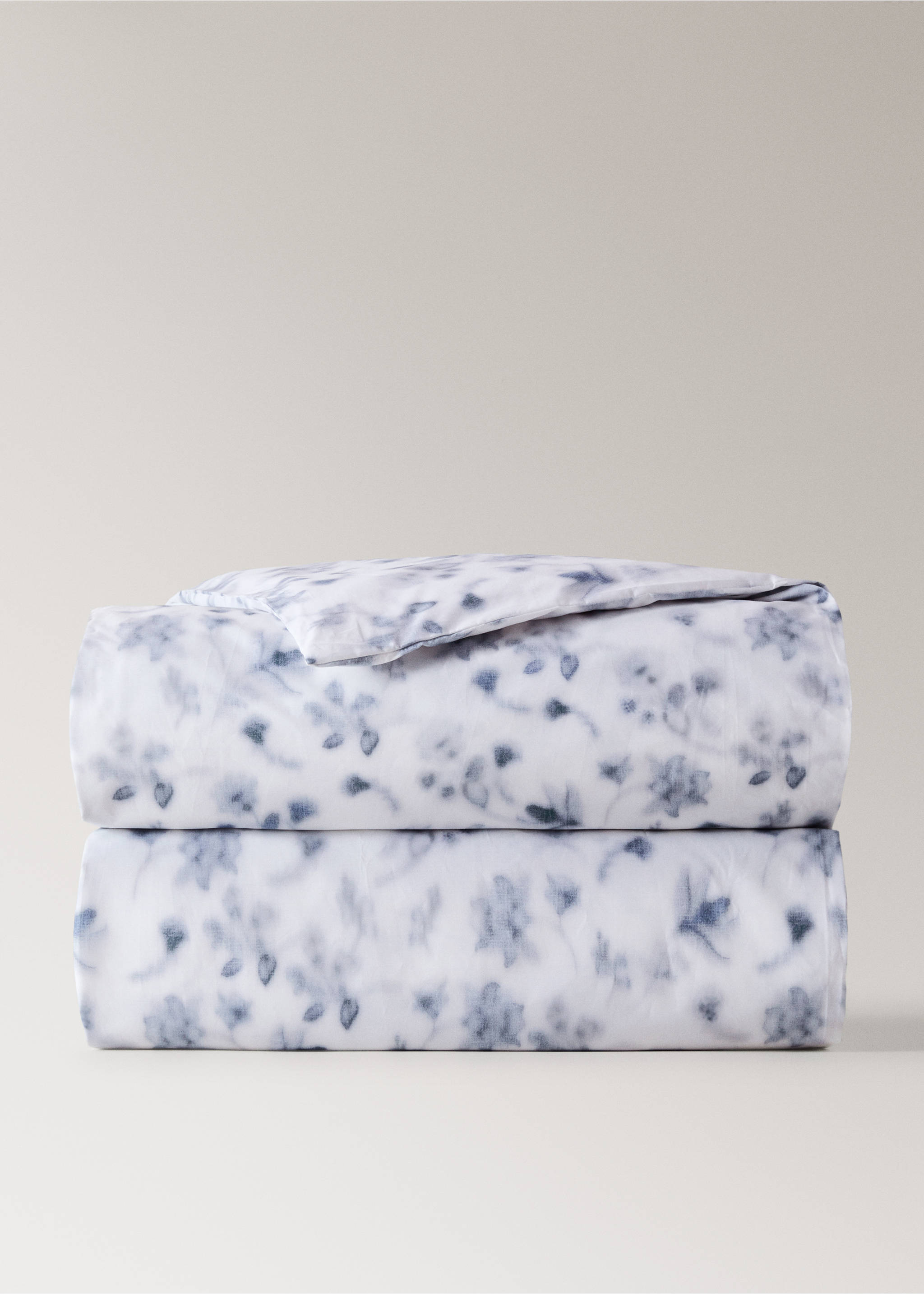 Faded floral percale duvet cover for 90 cm bed - Article without model, Blue. Ref: 27002982-00.