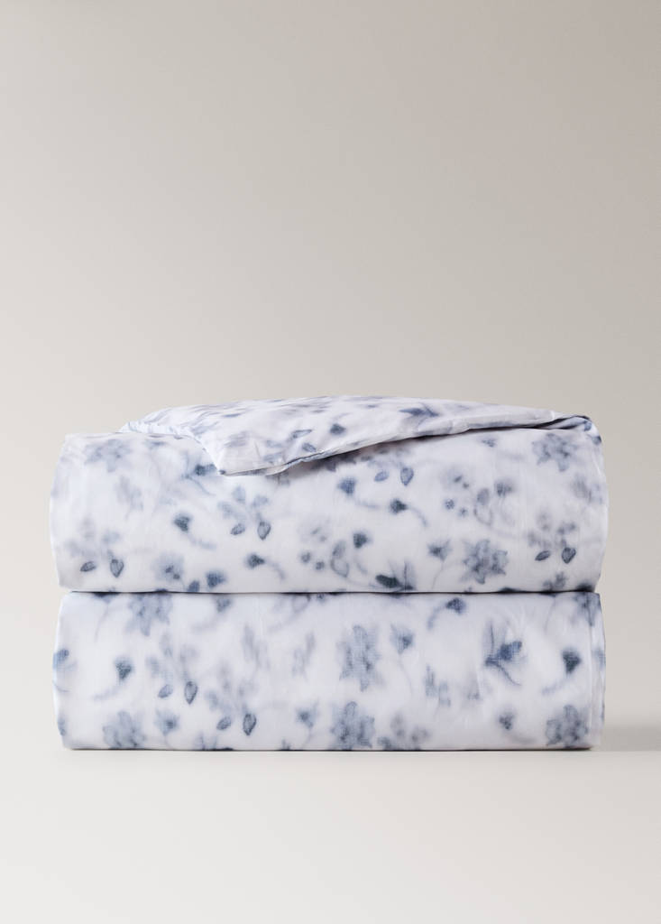 Faded floral percale duvet cover Bed 135/140 cm — Blue