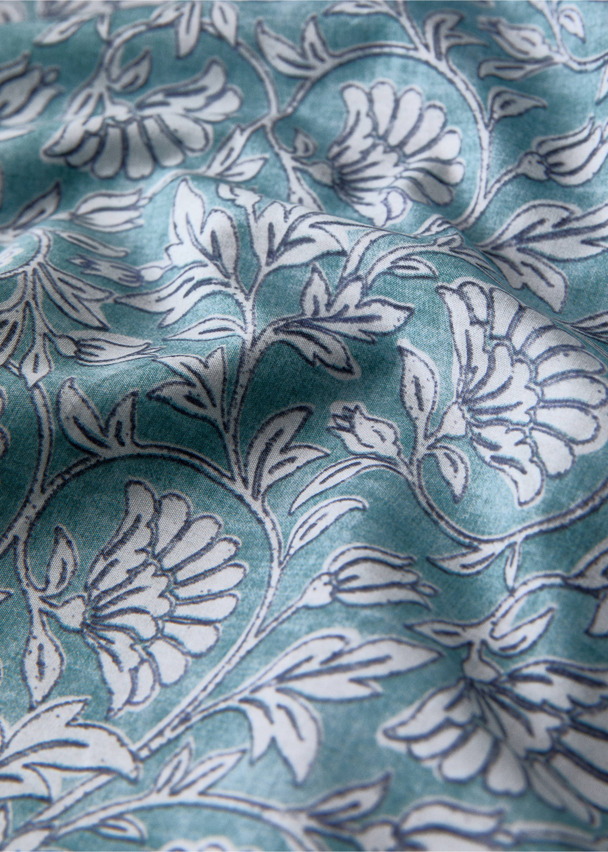 Reversible floral stripe duvet cover for 135/140 cm bed - Details of the article 3, Aqua Green. Ref: 27002987-00.