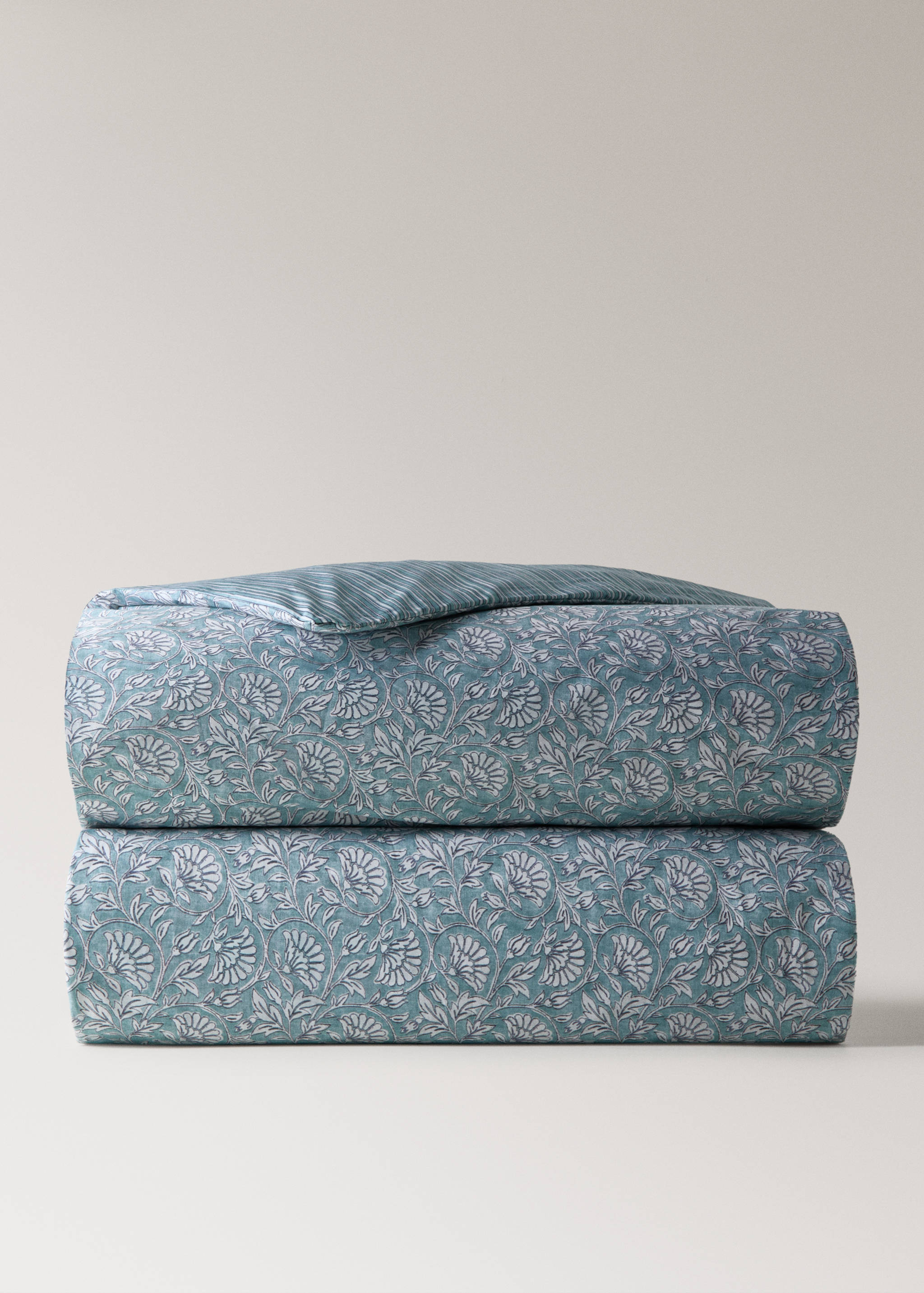 Housse de couette réversible fleur rayures Lit 135/140 cm - Article sans modèle