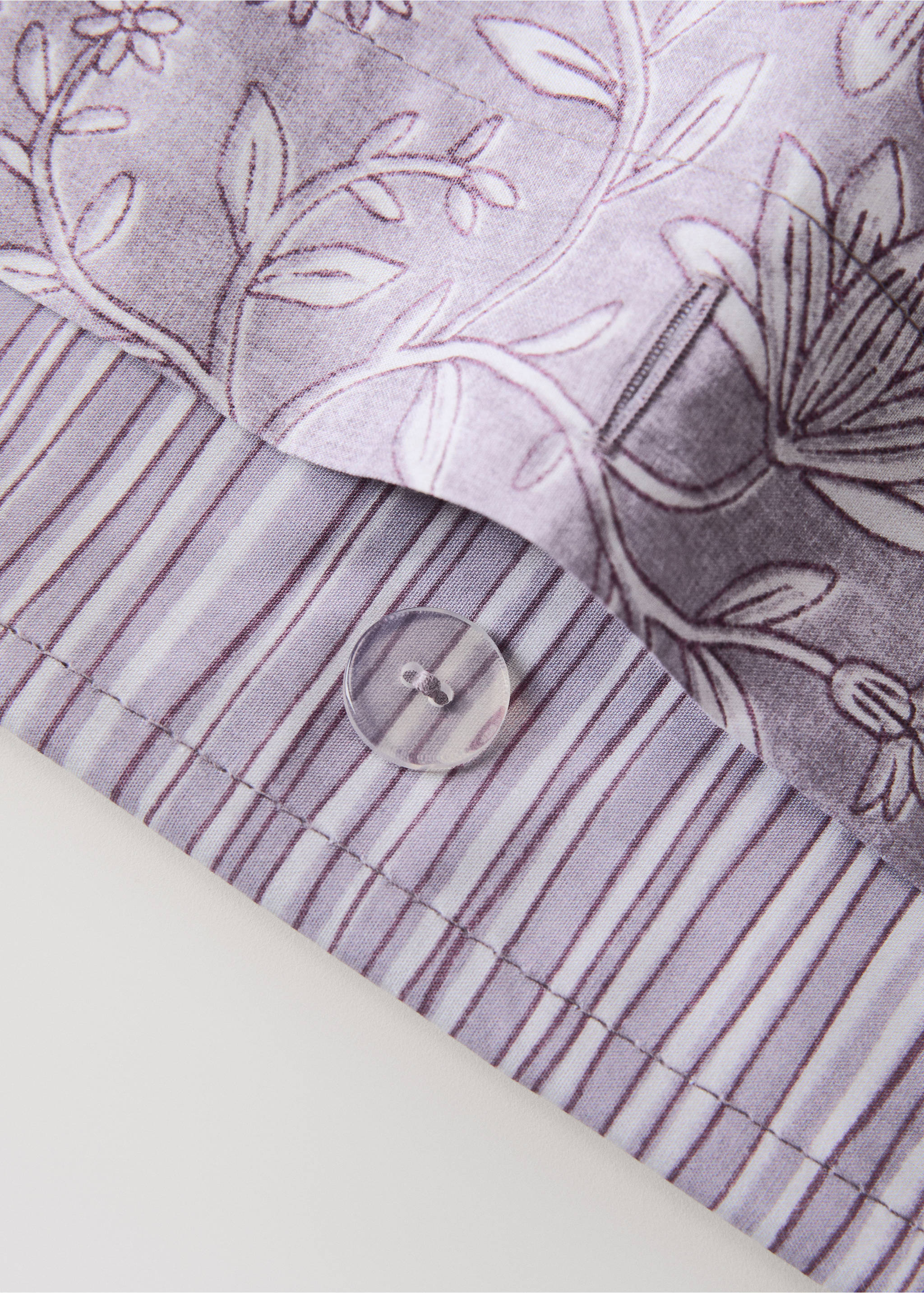 Reversible floral stripe duvet cover for 135/140 cm bed - Details of the article 2, Light/Pastel Purple. Ref: 27002987-00.