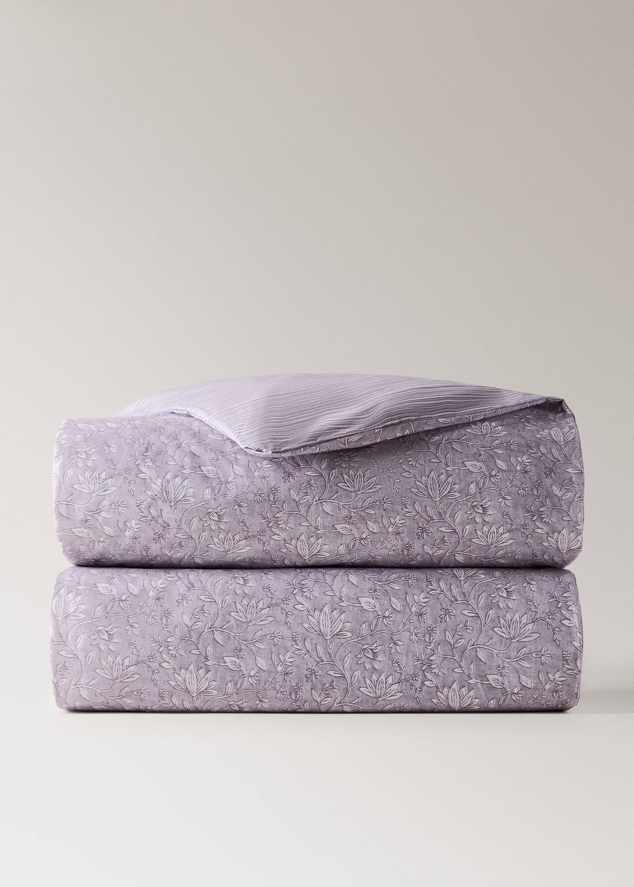 Housse de couette réversible fleur rayures Lit 180/200 cm - Article sans modèle