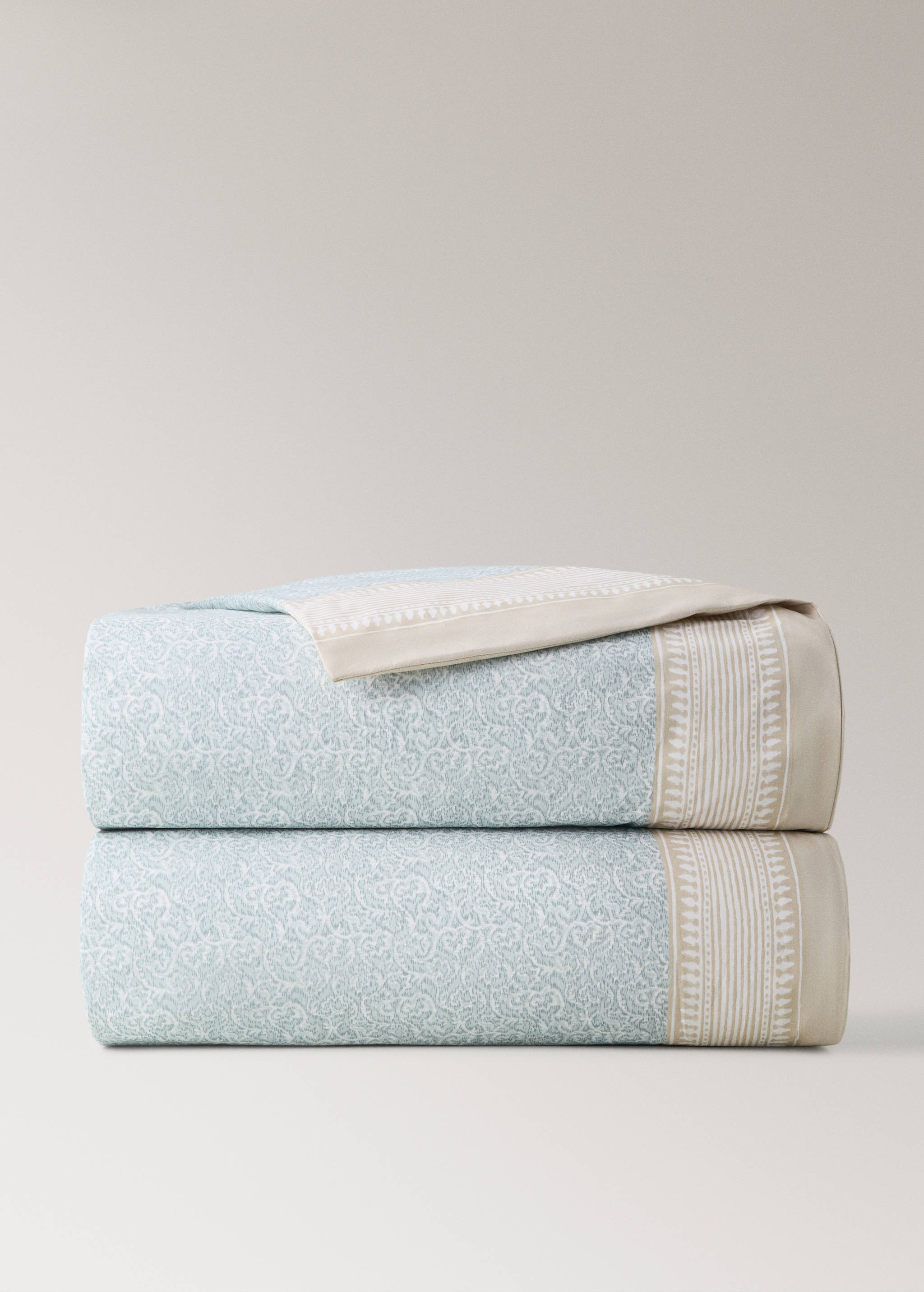 Housse de couette percale fleur décorative frise rayures Lit 90 cm - Article sans modèle