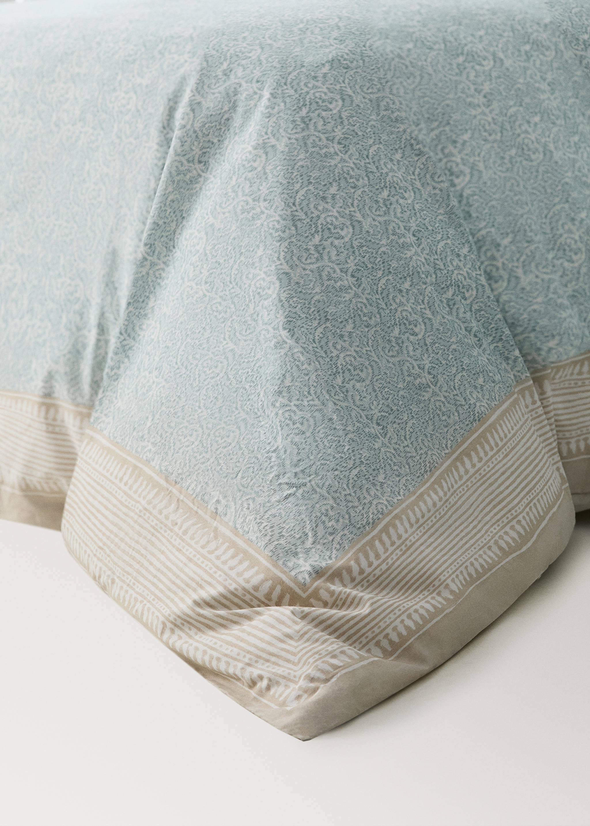 Bettbezug aus Perkal mit dekorativem Blumenmuster und gestreifter Bordüre, Bett 180/200 cm - Detail des Artikels 8