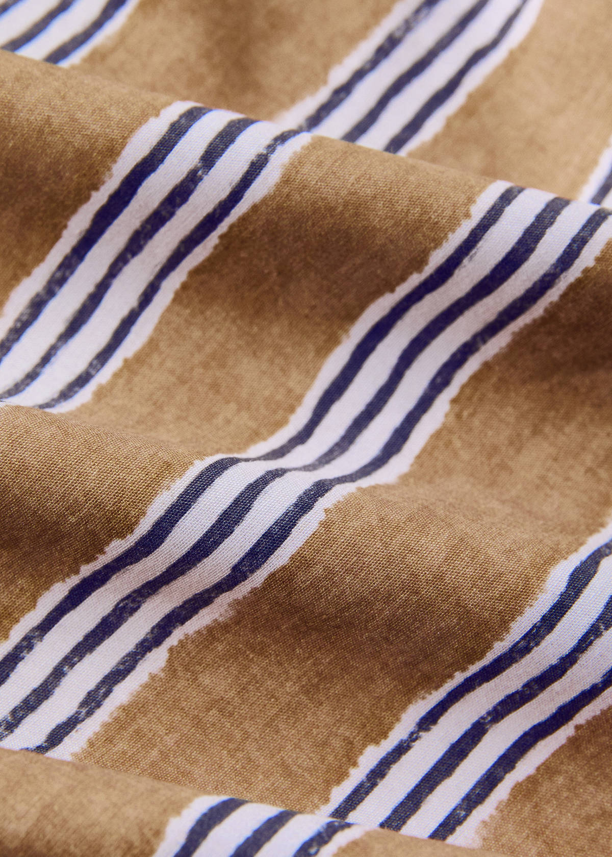 Tricolour striped percale cotton duvet cover for a 90cm bed — Ochre