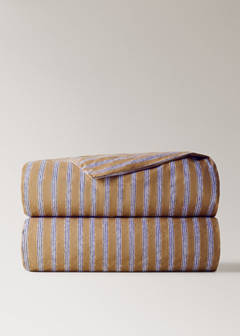 Tricolour striped percale cotton duvet cover for a 90cm bed — Ochre 6