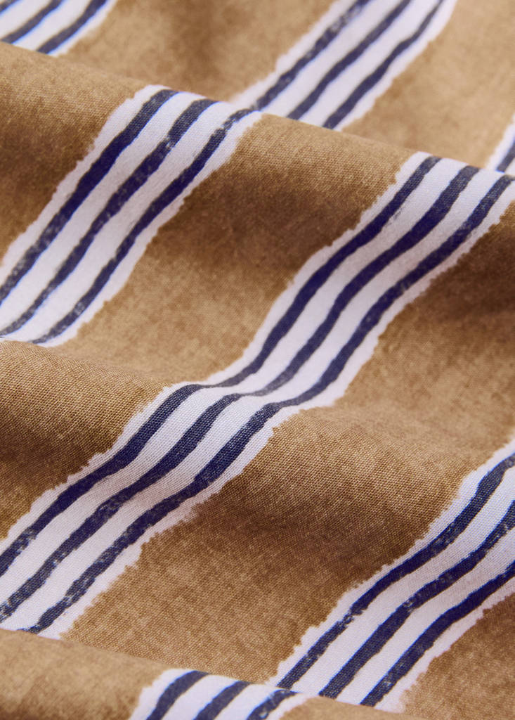 Tricolour striped percale cotton duvet cover for 180/200cm bed — Ochre