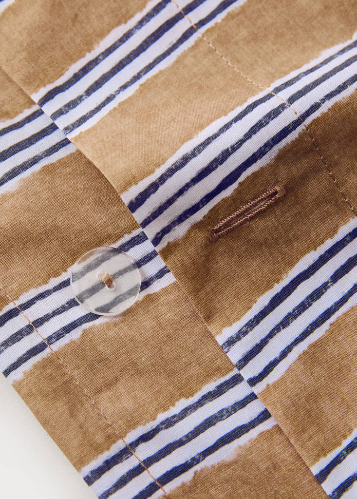 Tricolour striped percale cotton duvet cover for 180/200cm bed — Ochre