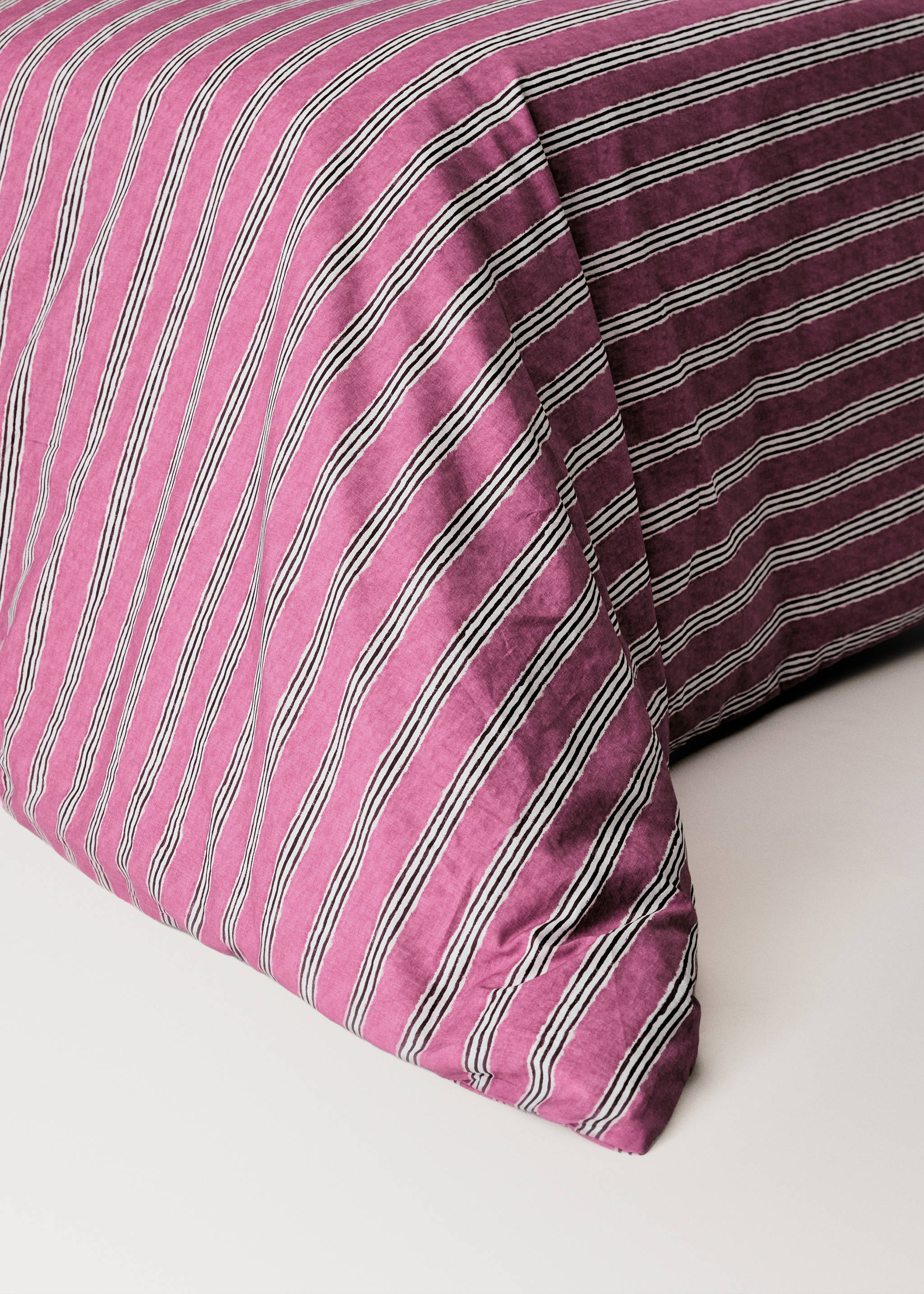 Tricolour striped percale cotton duvet cover for 180/200cm bed - Details of the article 8