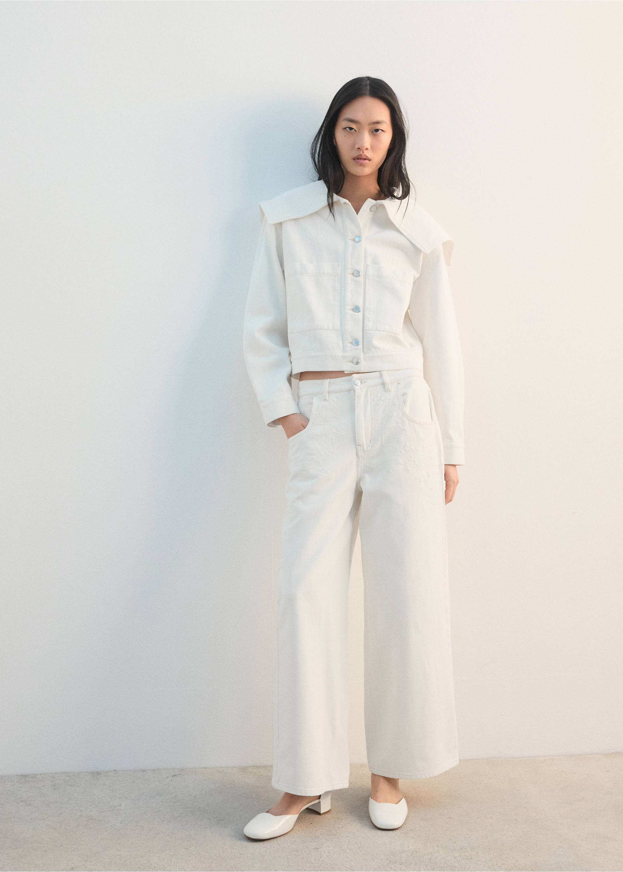Wide leg mid-rise jeans - General plane, Off White. Ref: 27003279-00.