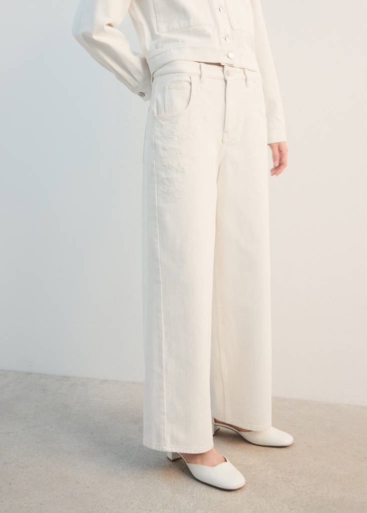 Jeans wide leg tiro medio