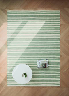 Large striped wool carpet — Green 1