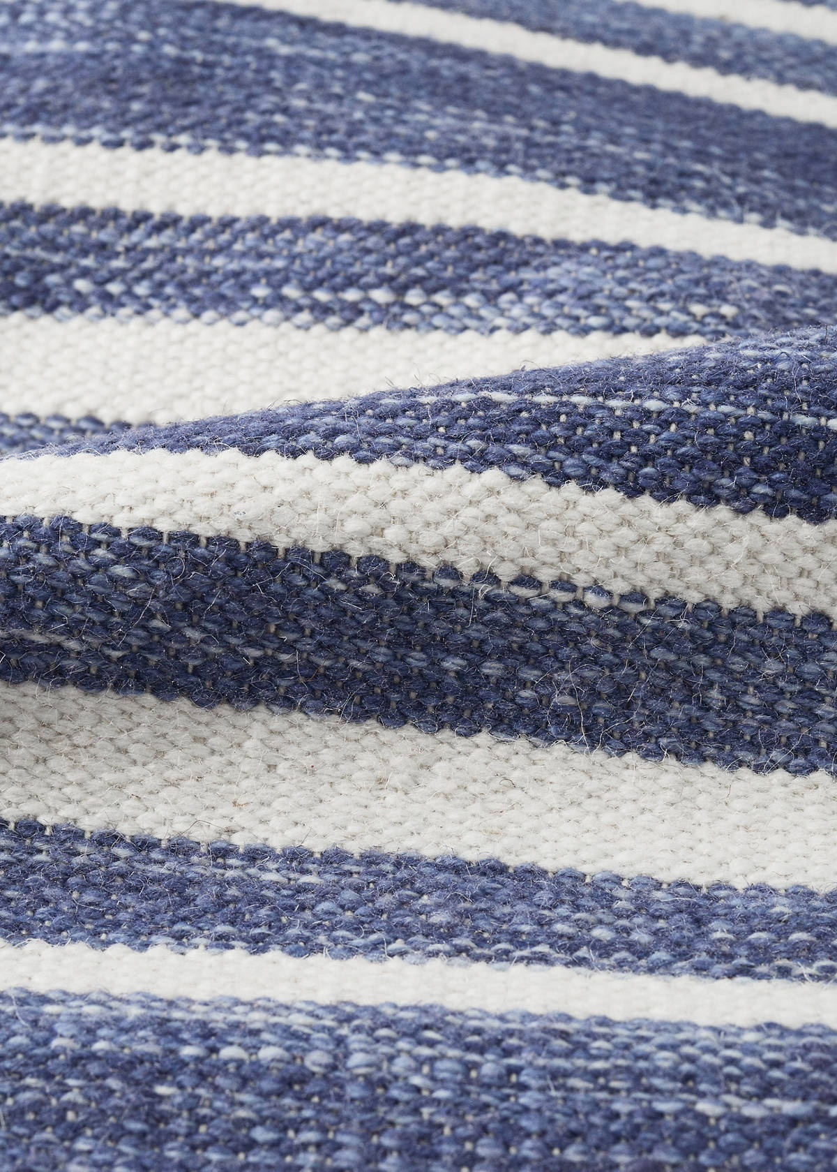 Large striped wool carpet — Blue