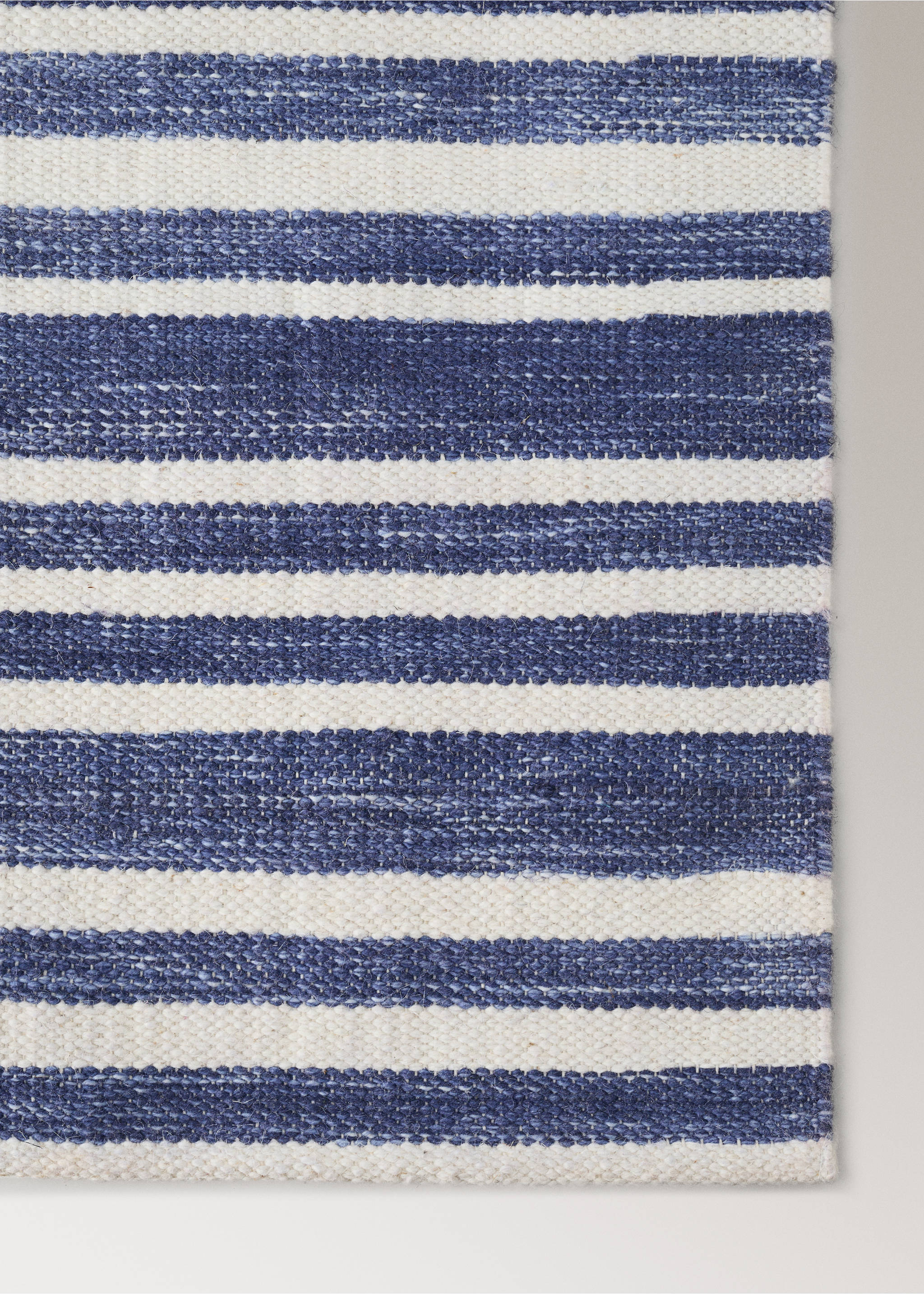 Large striped wool carpet - Details of the article 2, Blue. Ref: 27003281-00.