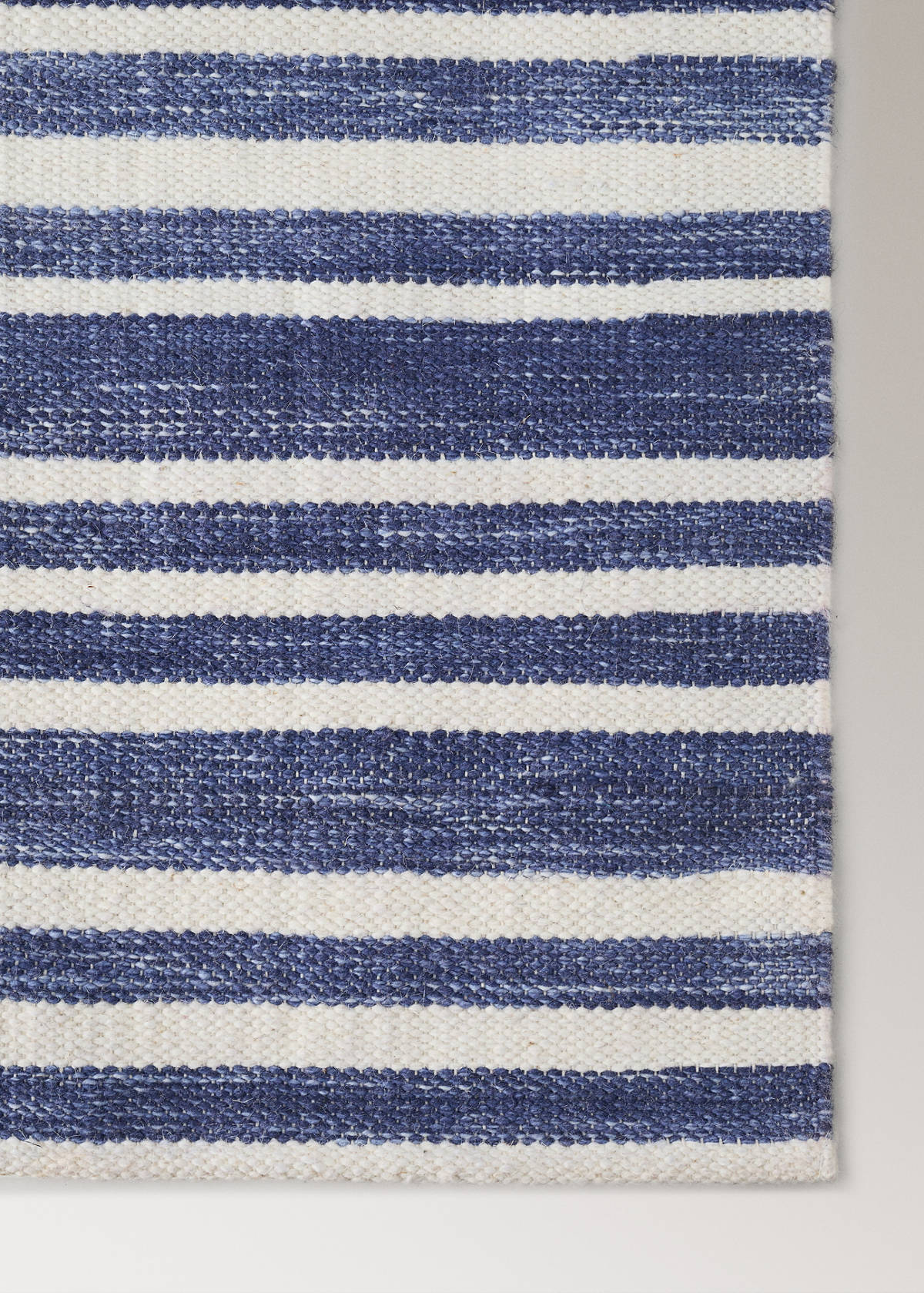 Large striped wool carpet — Blue