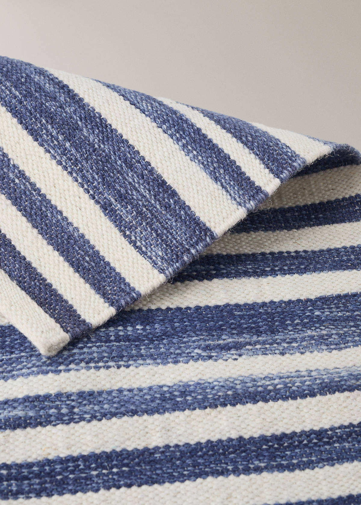 Large striped wool carpet — Blue