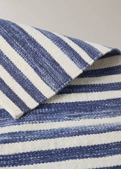 Large striped wool carpet — Blue 4