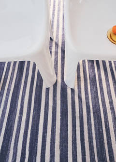 Large striped wool carpet — Blue 5