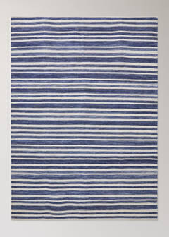Large striped wool carpet — Blue 6