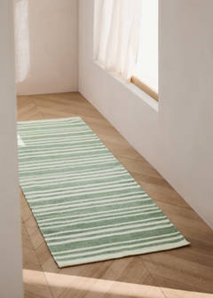 Large wool striped rug — Green 1