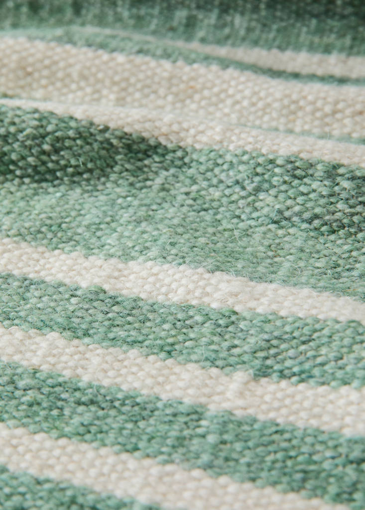 Large wool striped rug — Green
