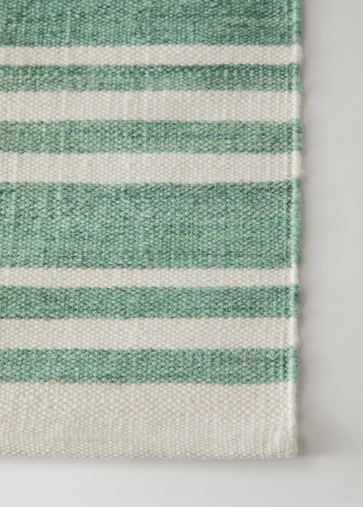 Large wool striped rug — Green