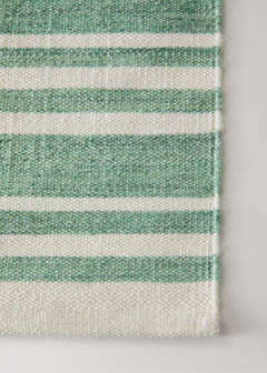 Large wool striped rug — Green 3