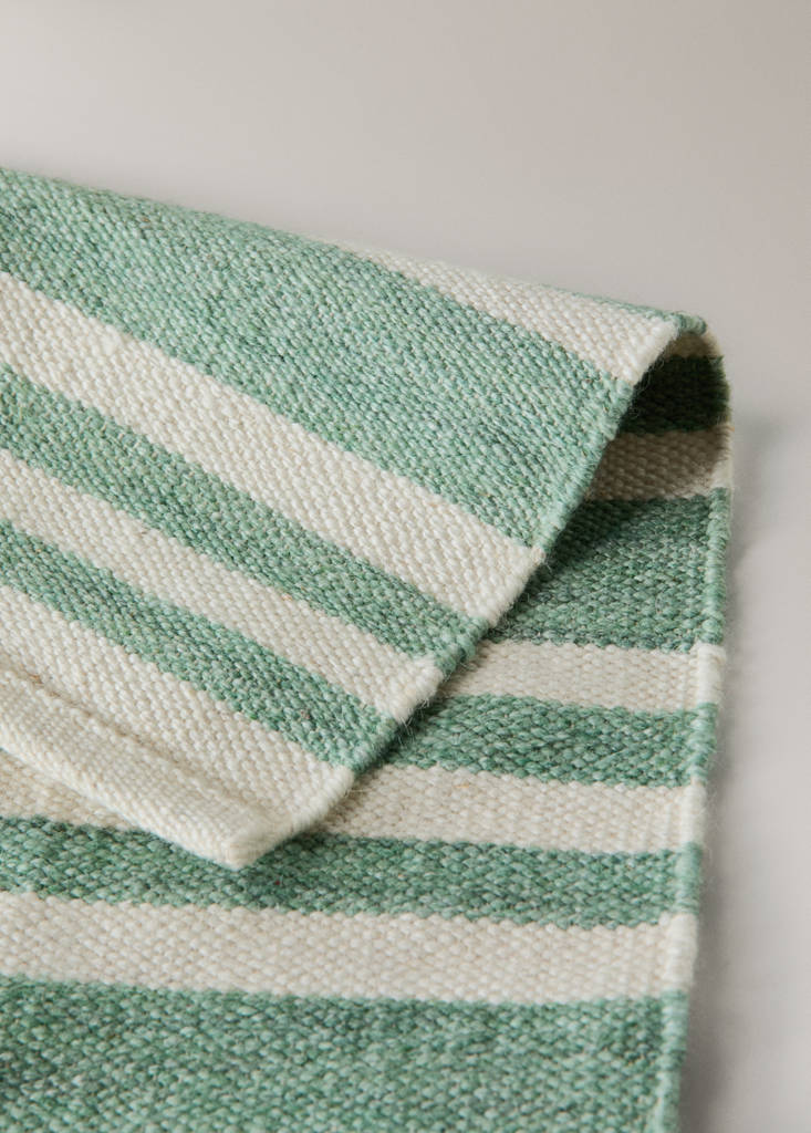 Large wool striped rug — Green