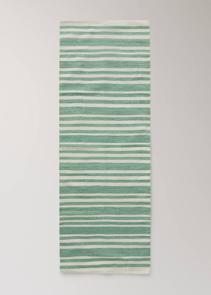 Large wool striped rug — Green
