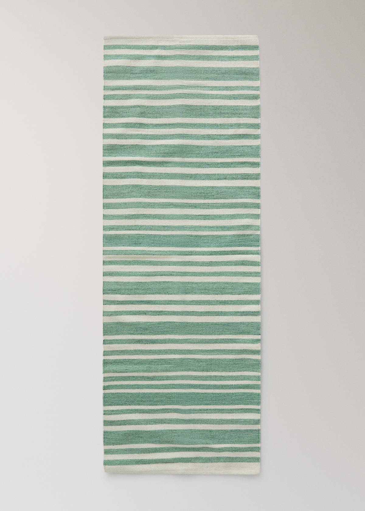 Large wool striped rug — Green