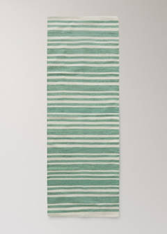 Large wool striped rug — Green 5