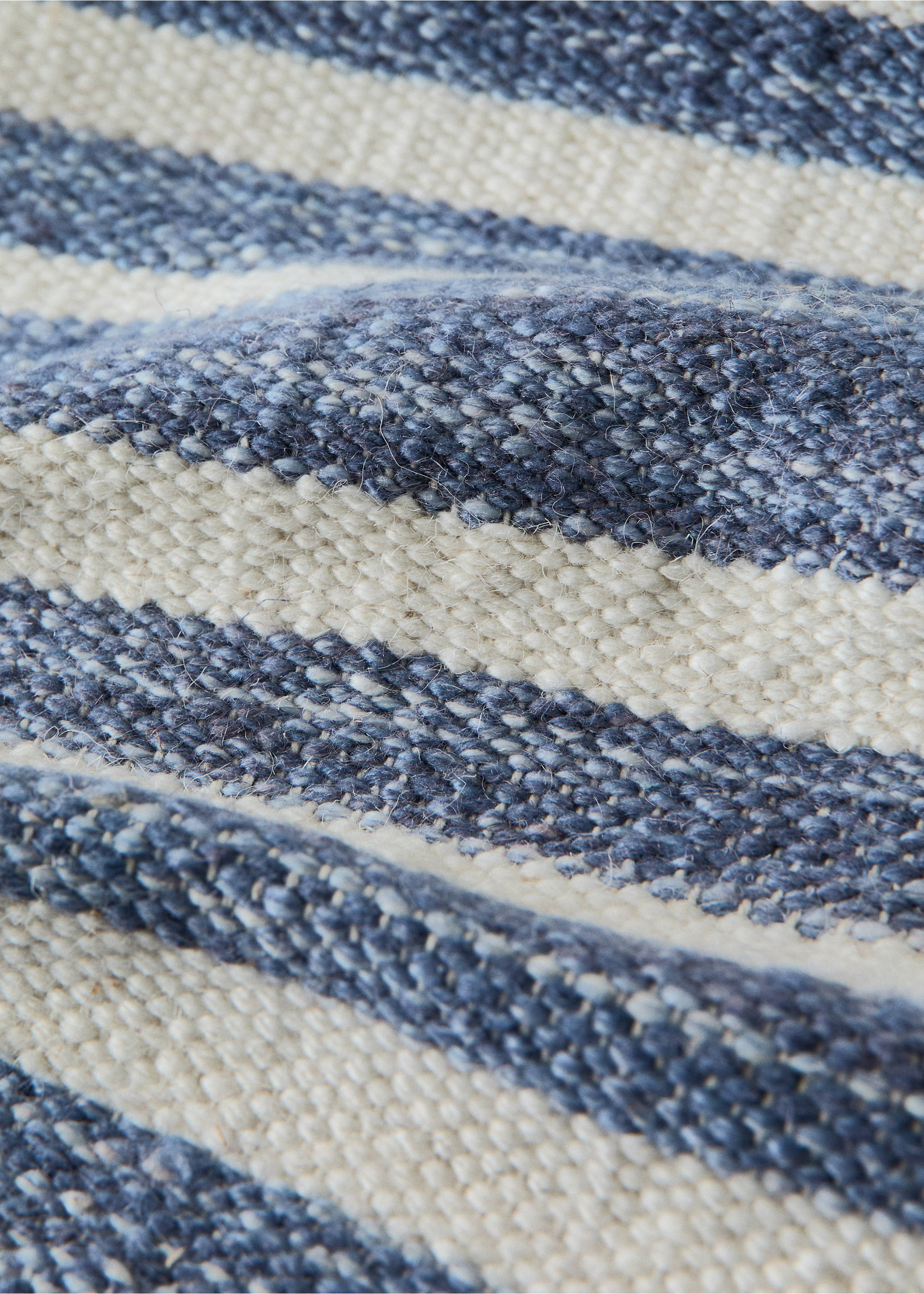 Large wool striped rug - Details of the article 1, Blue. Ref: 27003282-00.