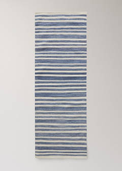 Large wool striped rug — Blue 5