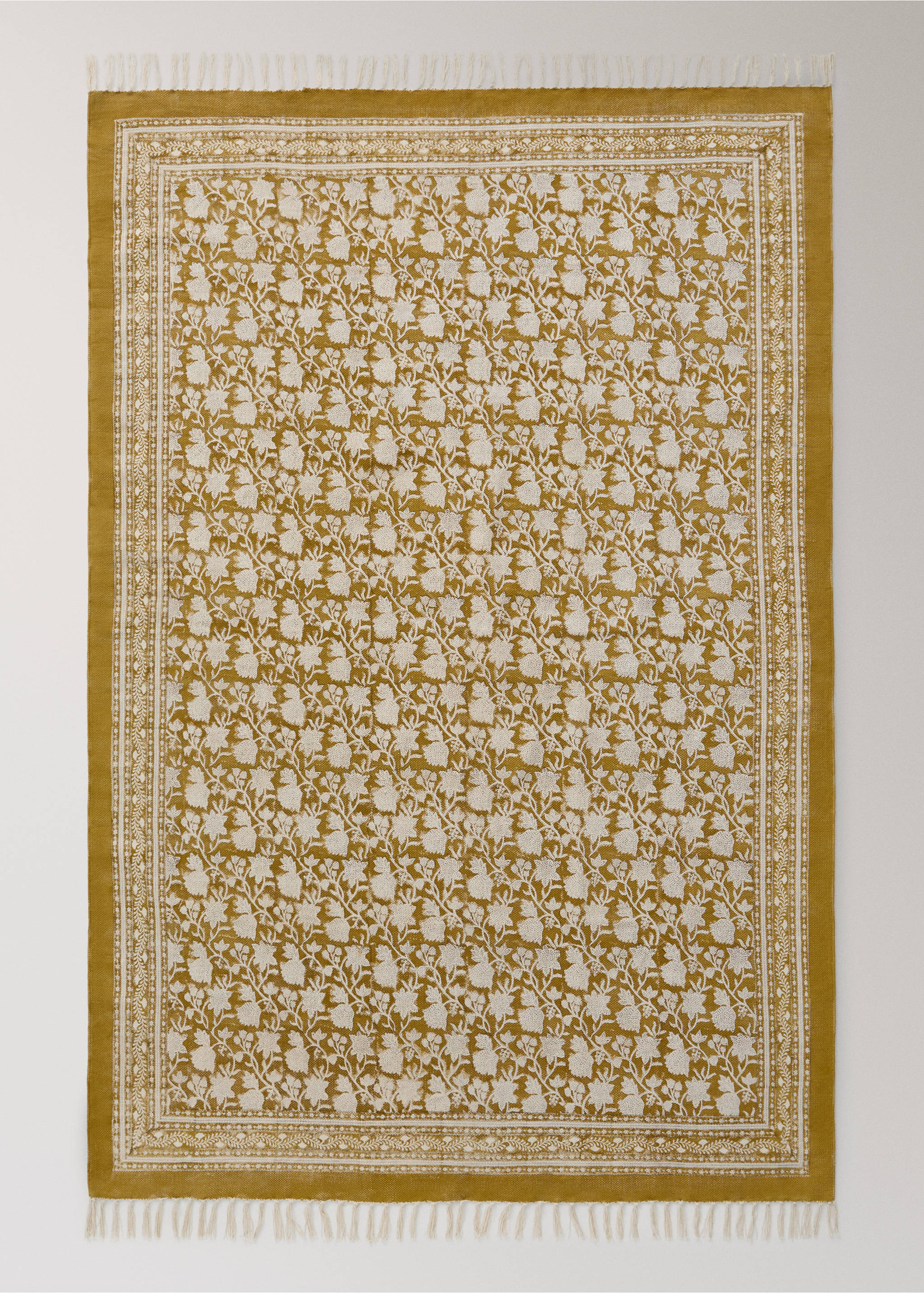 Cotton rug with floral pattern - Article without model, Yellow. Ref: 27003283-00.