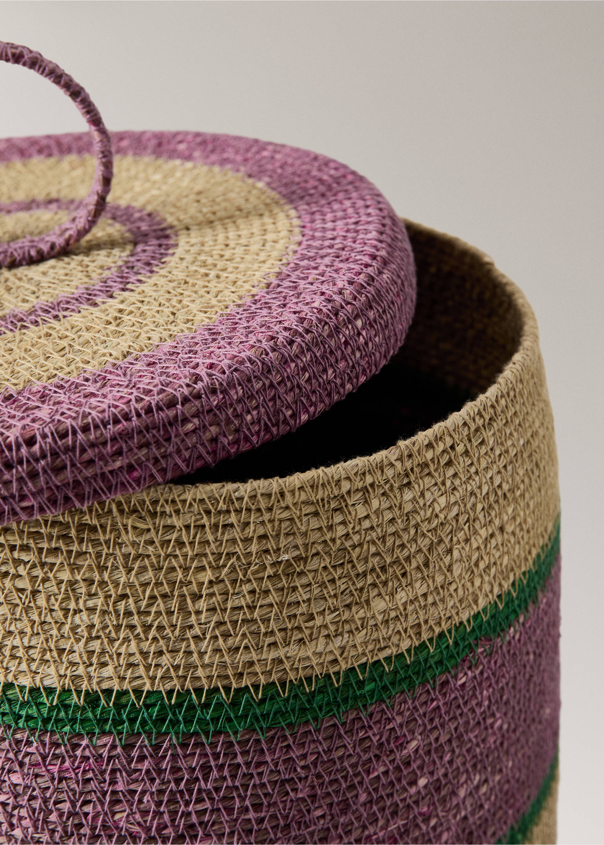 Medium coloured 100% seaweed basket with lid - Details of the article 1, Orange. Ref: 27003287-00.