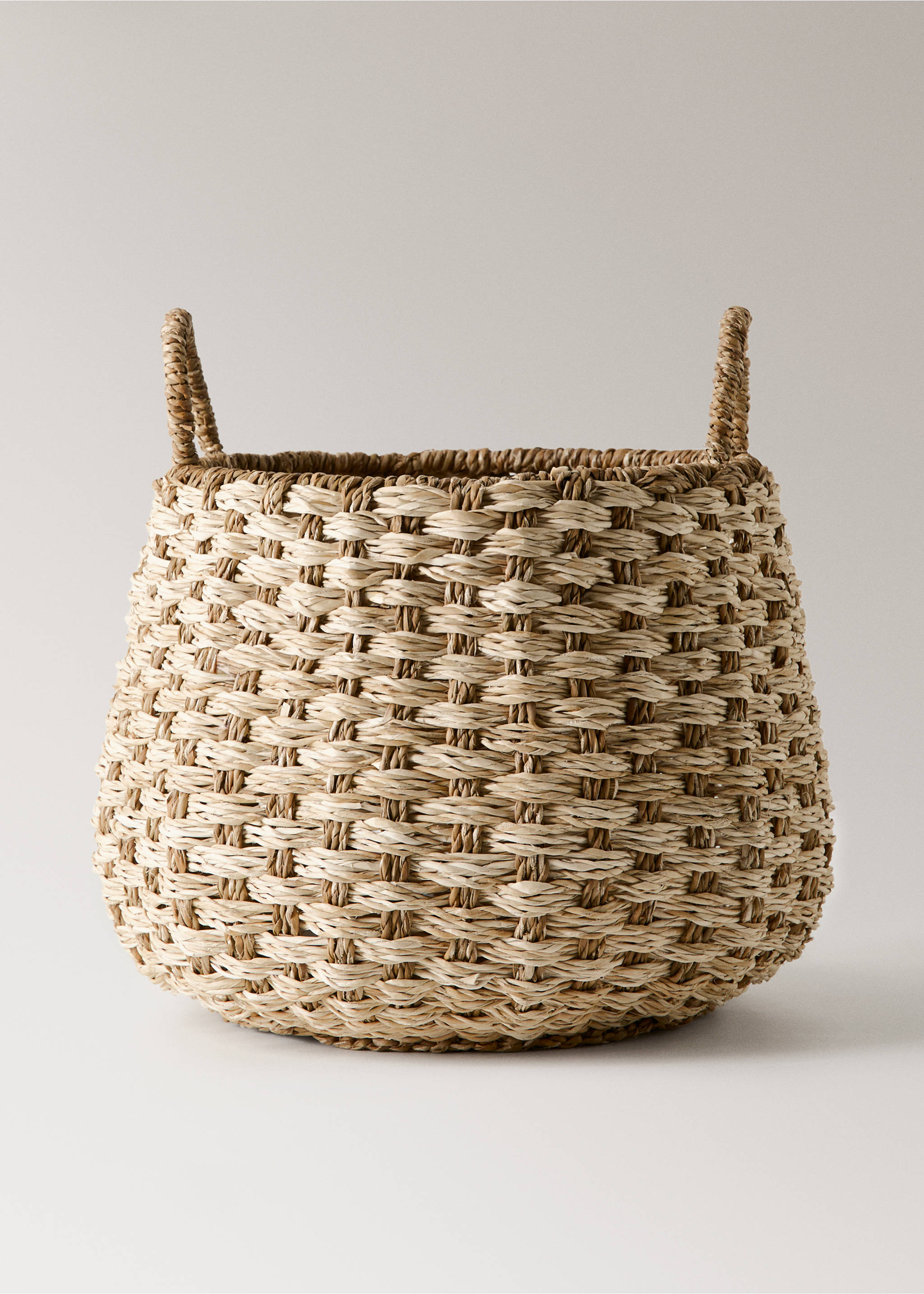 Large round seagrass basket with handles - Article without model, Brown. Ref: 27003288-00.