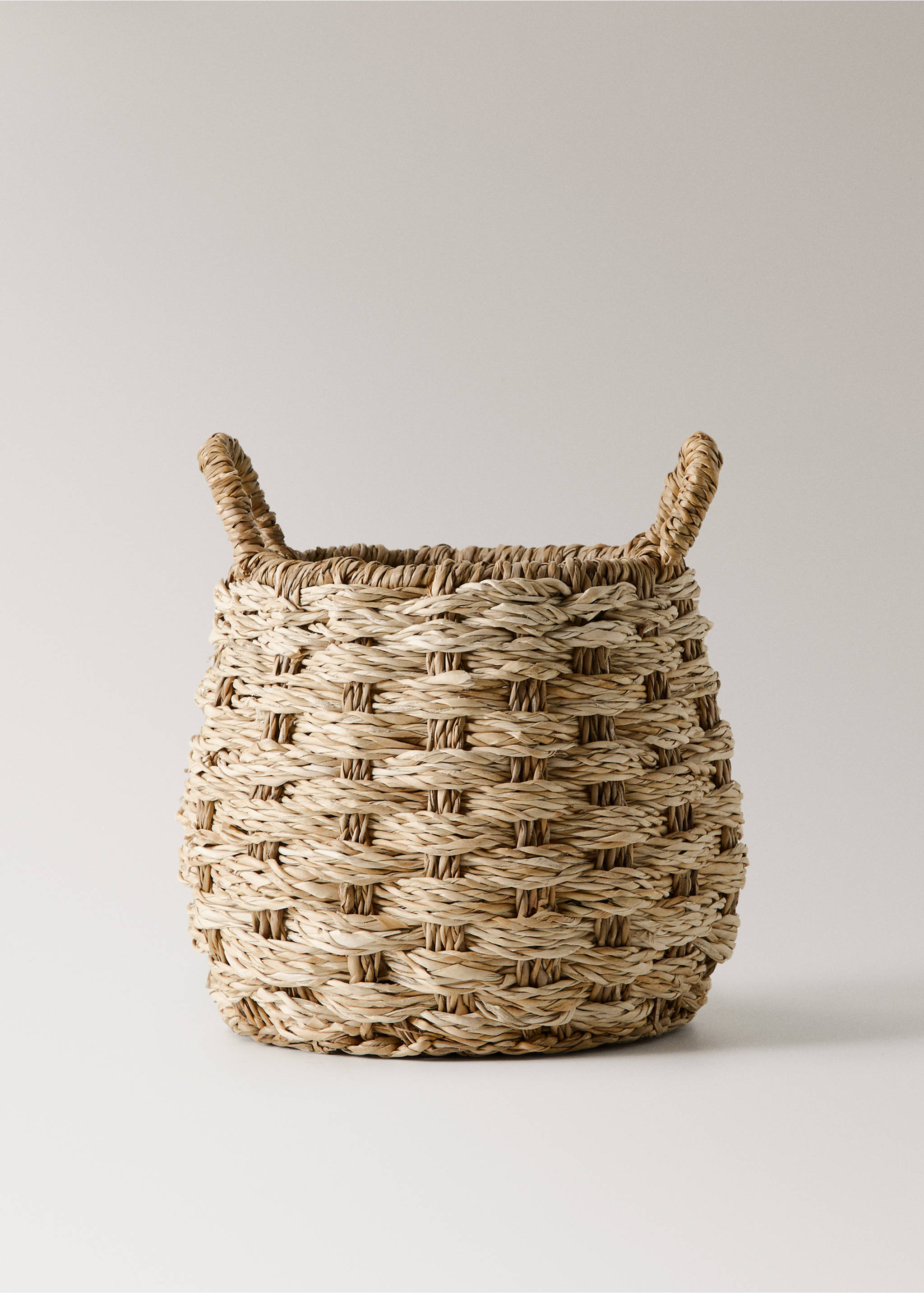 Medium round seagrass basket with handles - Article without model, Brown. Ref: 27003289-00.