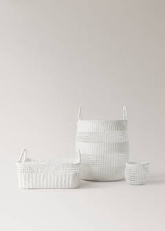 Two-handled paper basket — White 4