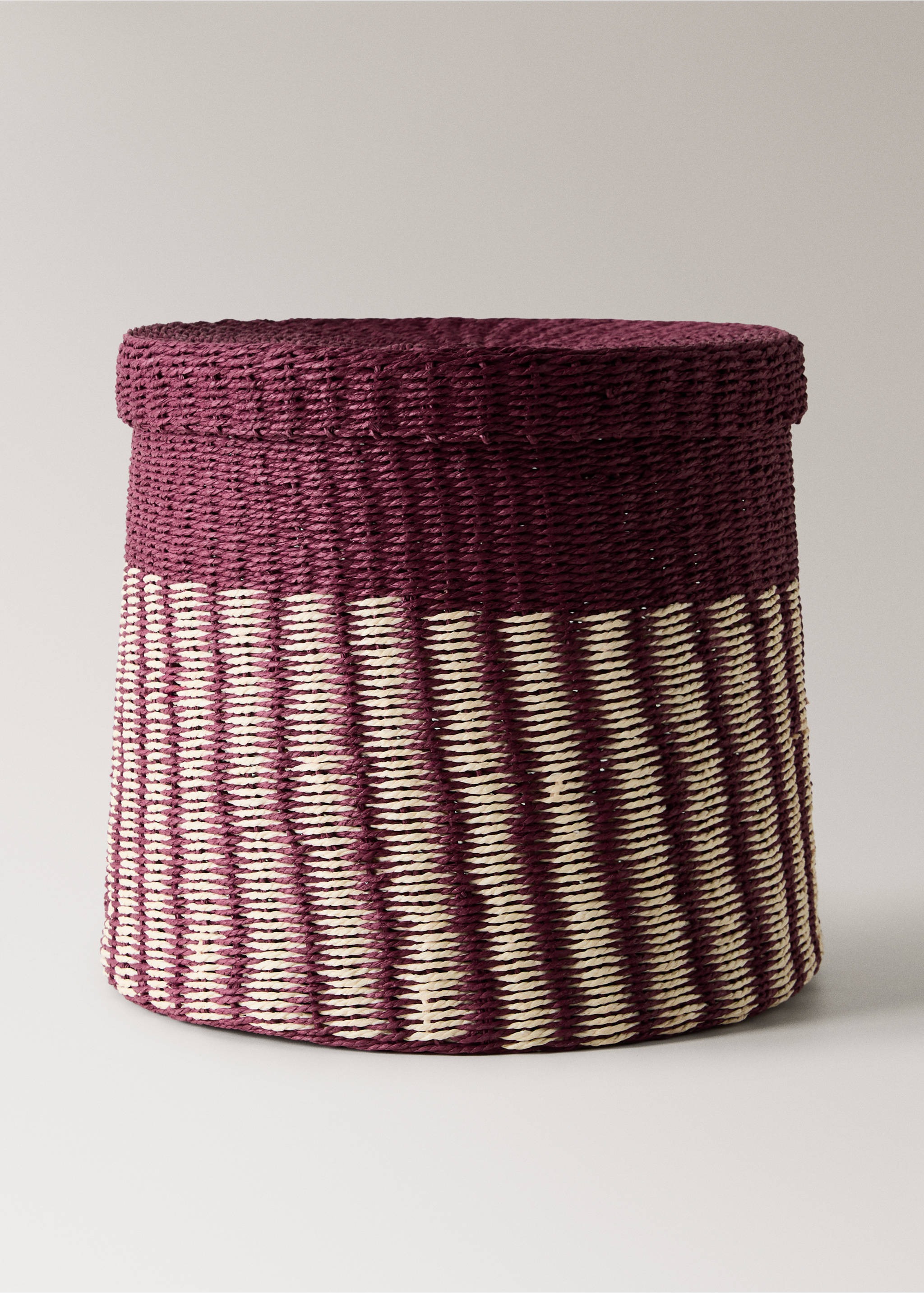 Striped paper basket with medium-sized lid - Article without model, Dark Orange. Ref: 27003291-00.