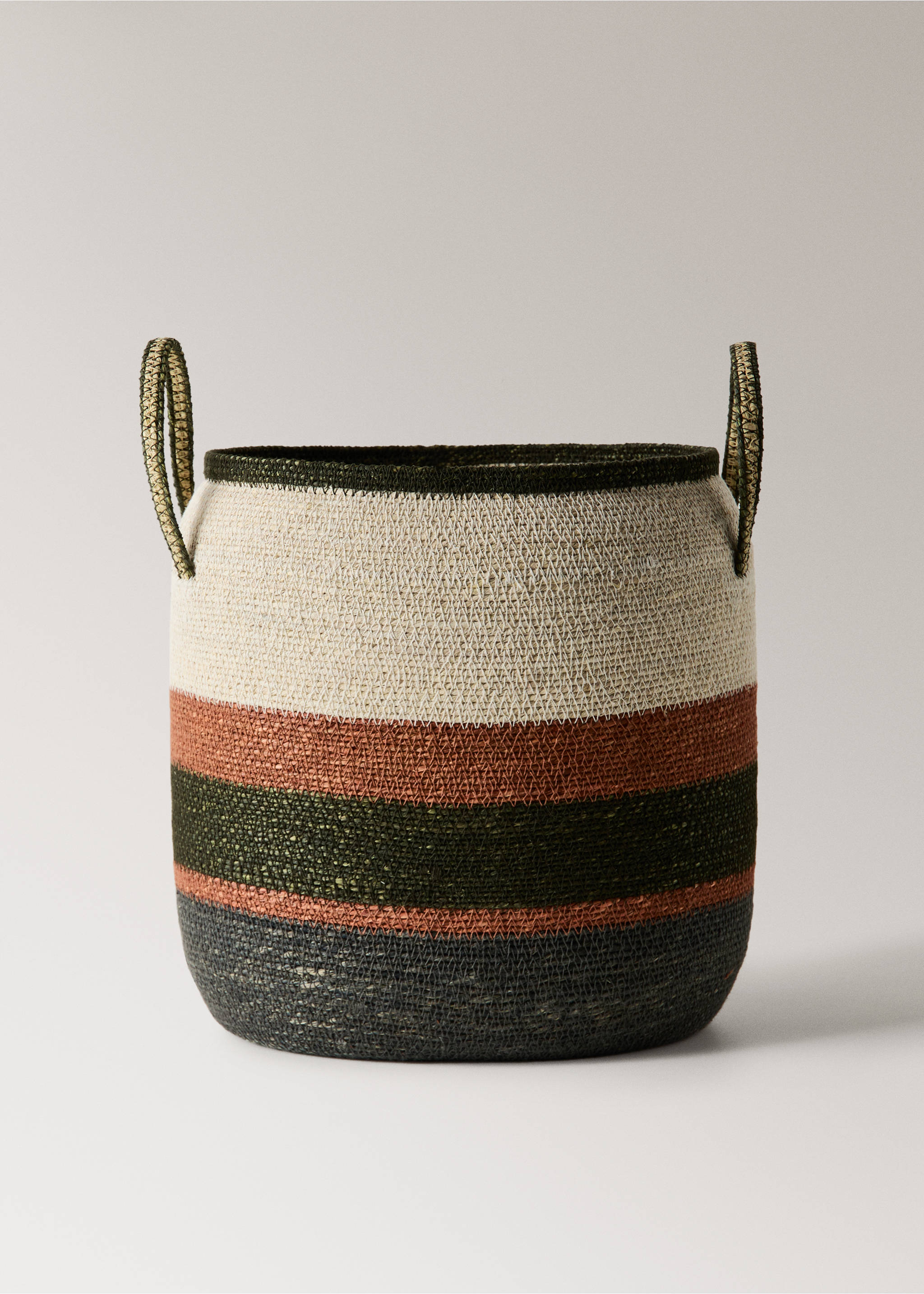 Small oval basket with stripe handles - Article without model, Burnt Orange. Ref: 27003300-00.