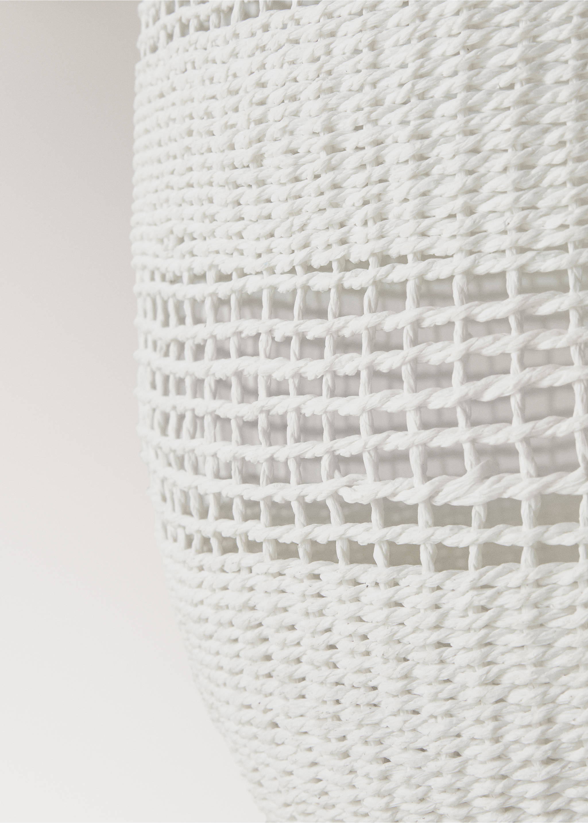 Decorative paper basket with handles - Details of the article 2, White. Ref: 27003301-00.