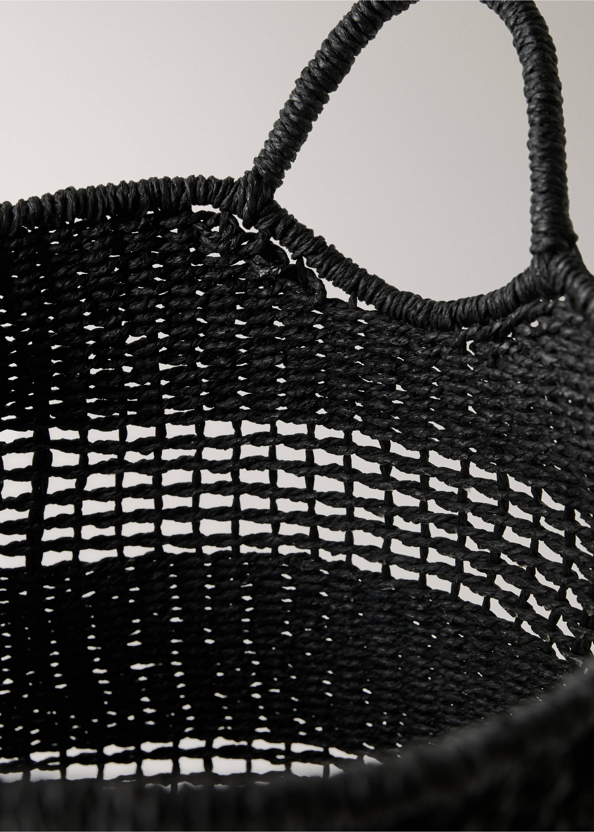Decorative paper basket with handles - Details of the article 1, Black. Ref: 27003301-00.