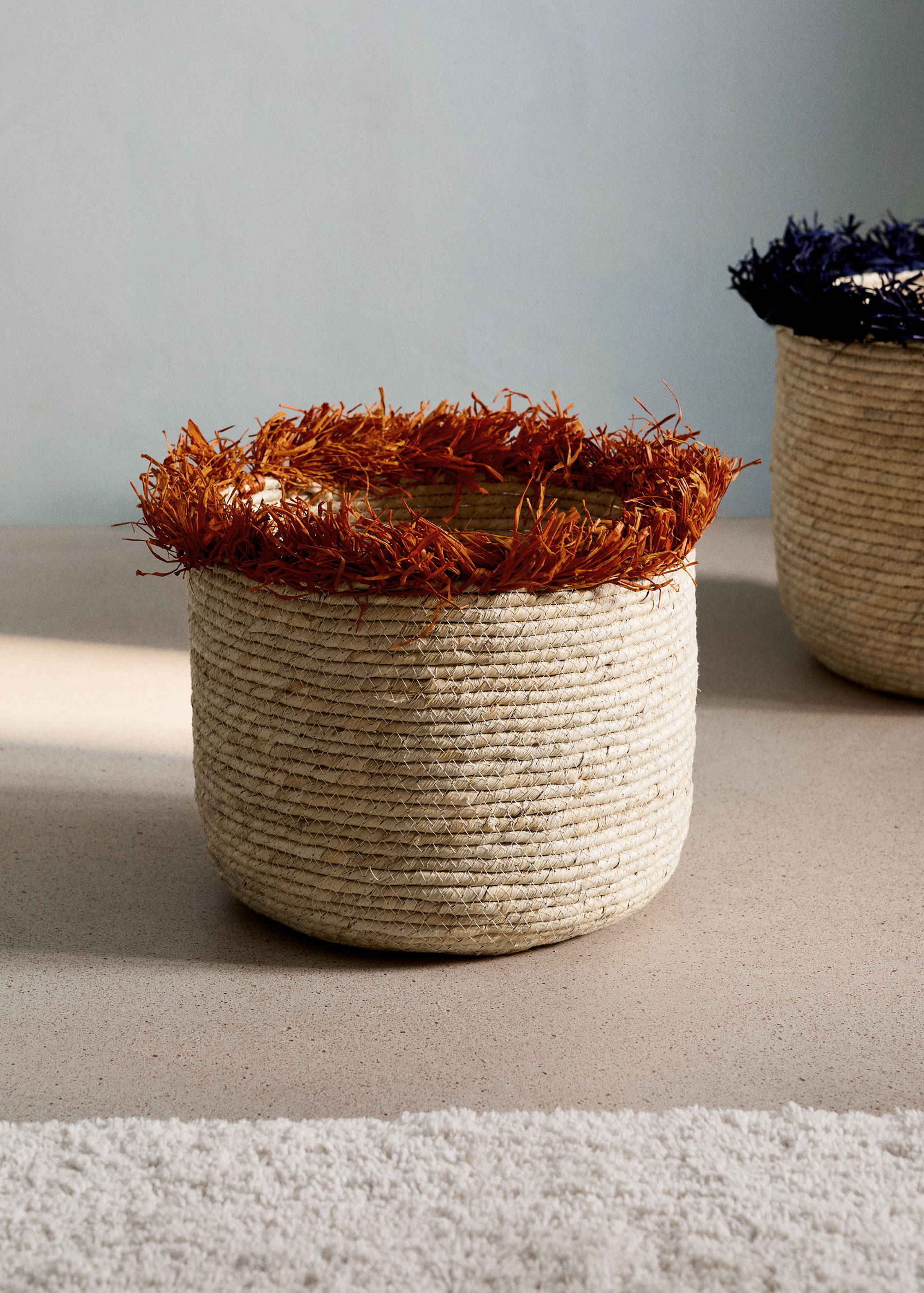 Small basket with fringe detail - General plane