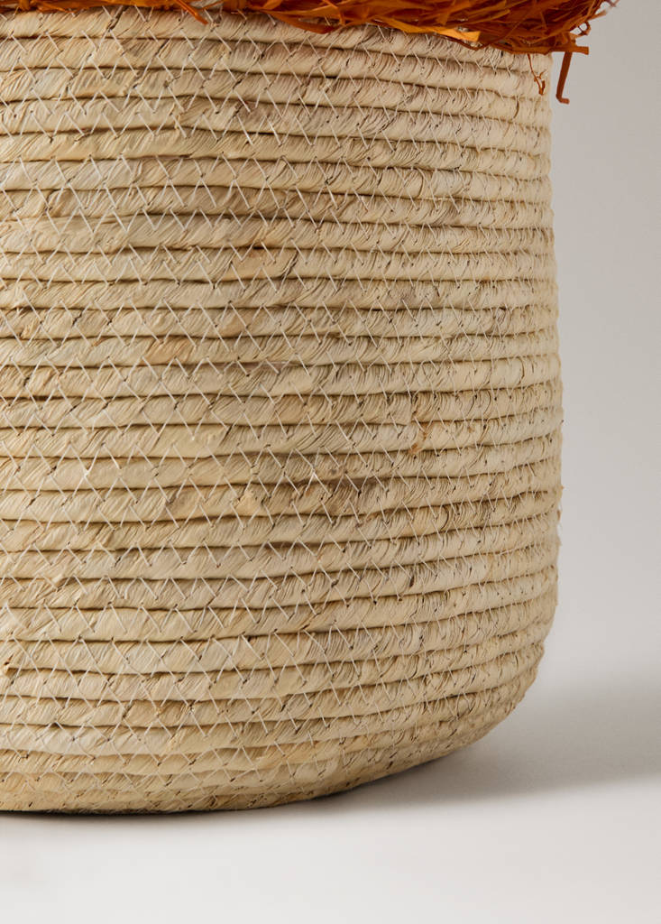 Small basket with fringe detail — Orange